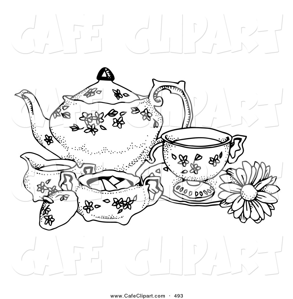 Royalty Free Fine China Stock Cafe Clipart Illustrations