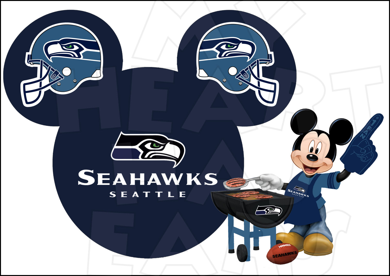 Seattle Seahawks Football With Mickey Mouse Instant Download Digital