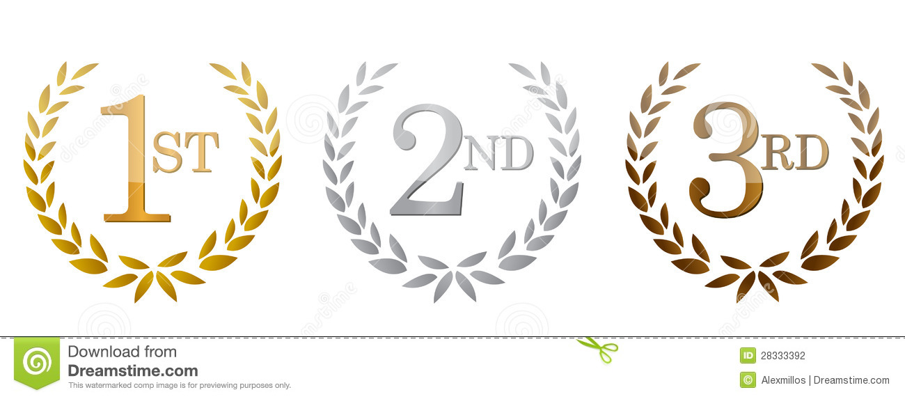 1st  2nd  3rd Awards Golden Emblems  Stock Photography   Image