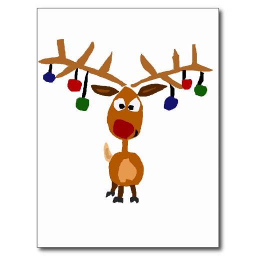 Funny Rudolph Red Nosed Reindeer Christmas Art Post Card