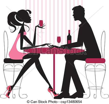Vector   Couple Sharing Romantic Dinner   Stock Illustration Royalty