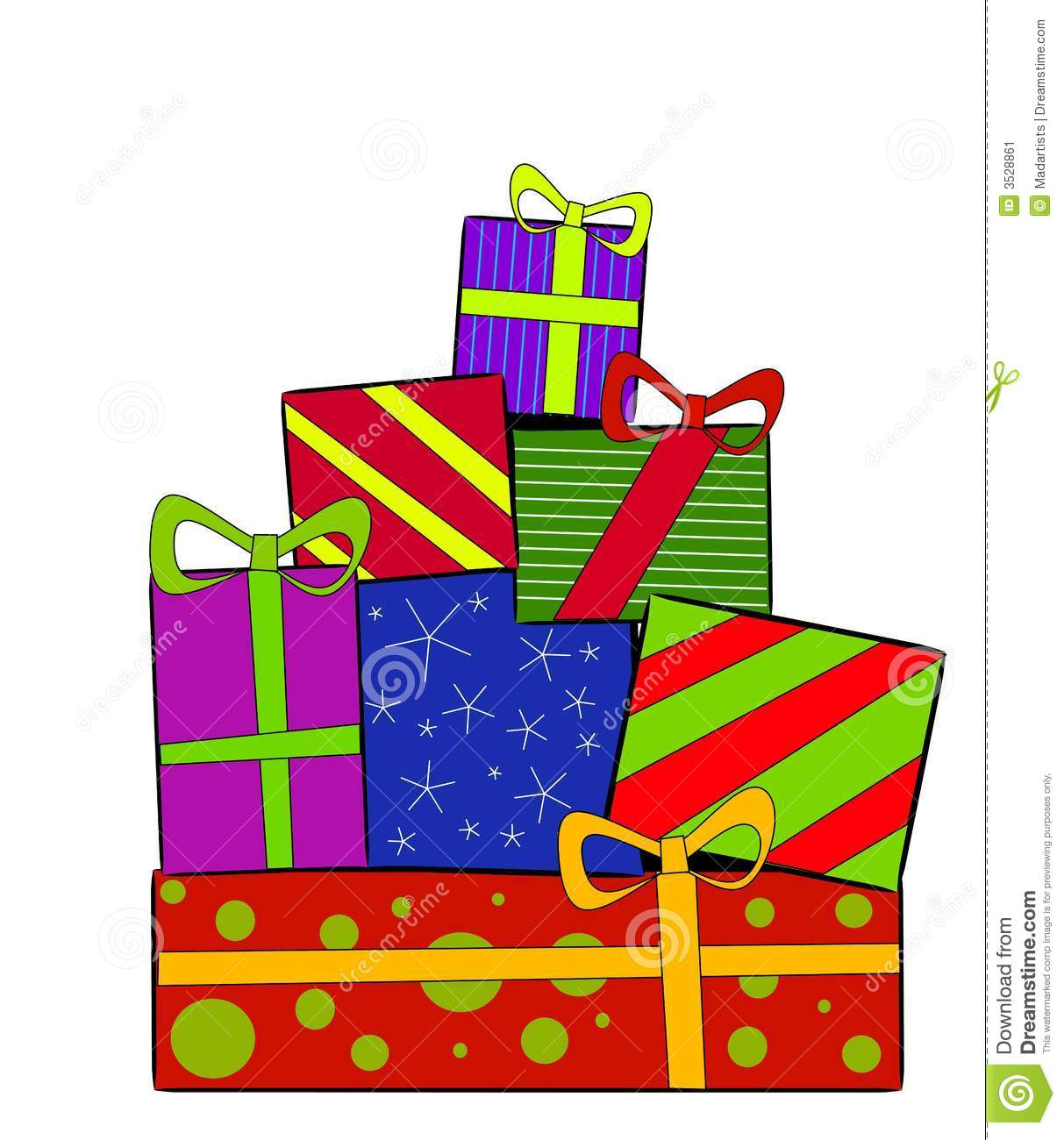 Clip Art Illustration Of A Pile Of Christmas Gifts And Presents