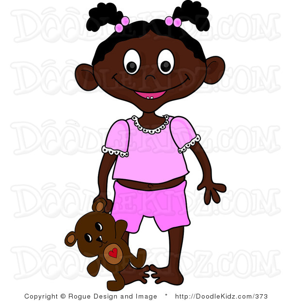 Clip Art Illustration Of An African American Girl Toddler Holding Her