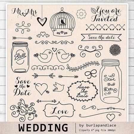 Creativemarket Rustic Wedding Clipart Ii  26178   All Design Template