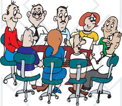 Free  Rf  Clipart Illustration Of A Busy Office Meeting Of Adults
