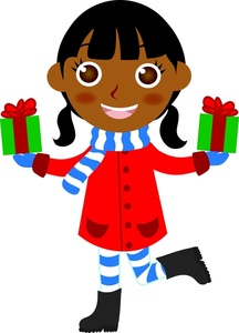 Holidays Clipart Image   Happy African American Black Girl Dressed For