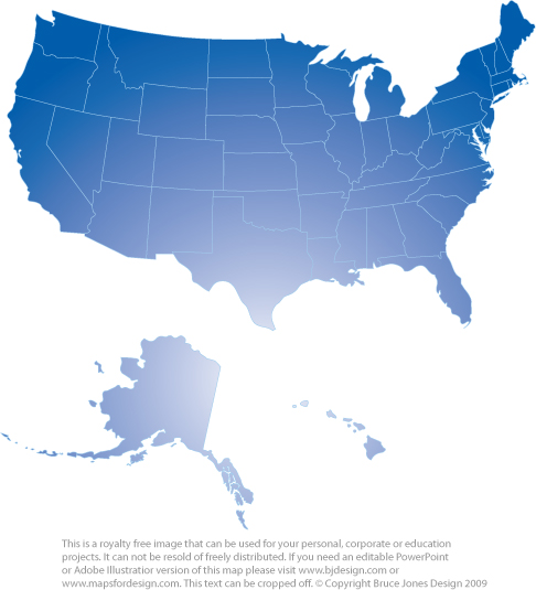 Usa State Map Blue Royalty Free Printable Blank Jpg Map