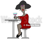 Clipart Of A Black Lady Drinking A Cocktail At A Table   Royalty Free