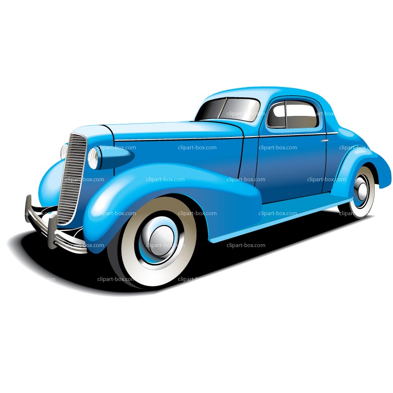 Clipart Vintage Blue Car   Royalty Free Vector Design