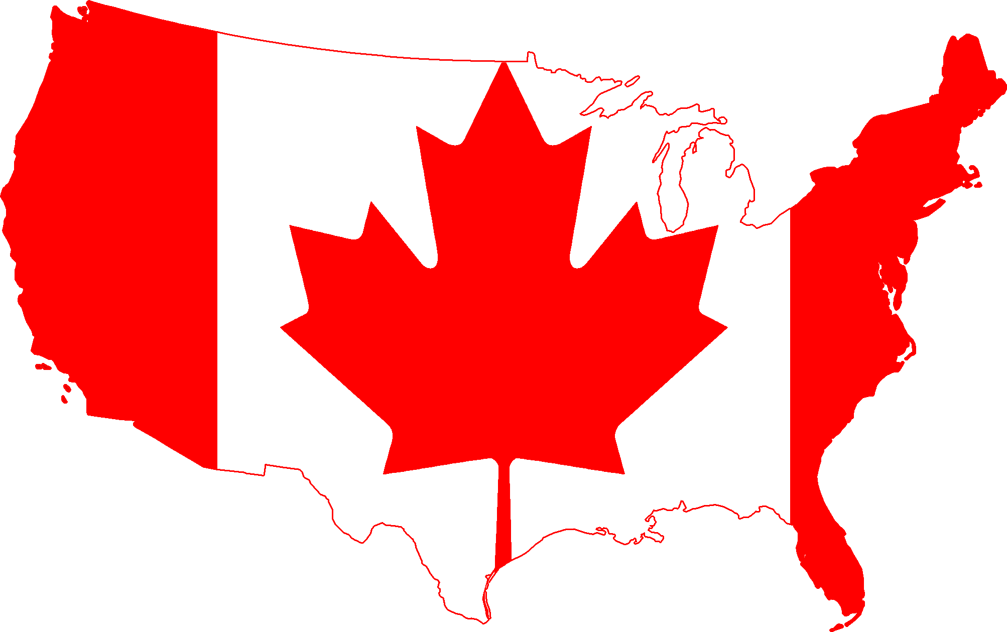 Description Flag Map Of The United States  Canada  Png