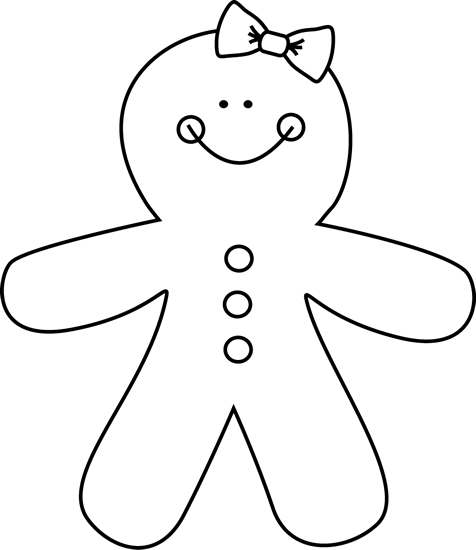 Gingerbread Girl Clip Art   Black And White Gingerbread Girl Image