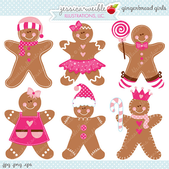 Gingerbread Girls Cute Digital Clipart   Commercial Use Ok